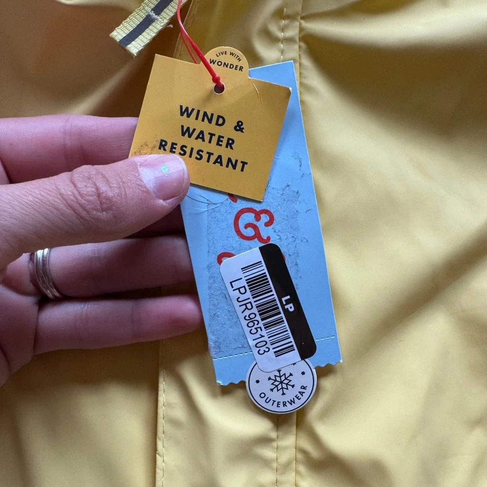 Cat & Jack Toddler Boys Yellow Hooded Raincoat Wind Water Resistant Size 3T NWT